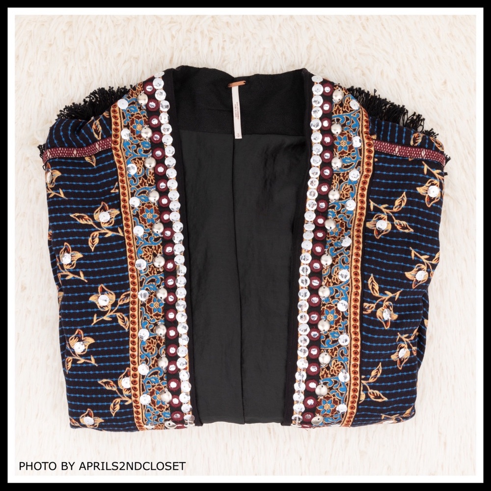 FREE PEOPLE BOHO KIMONO CARDI WRAP CAPE JACKET A2C - Picture 10 of 16